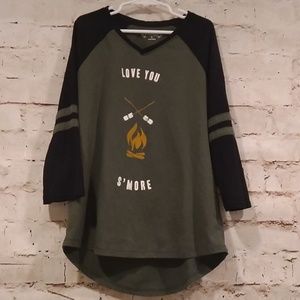 MUDD Girls Love You S'more Green/Black Shirt Sz 12
